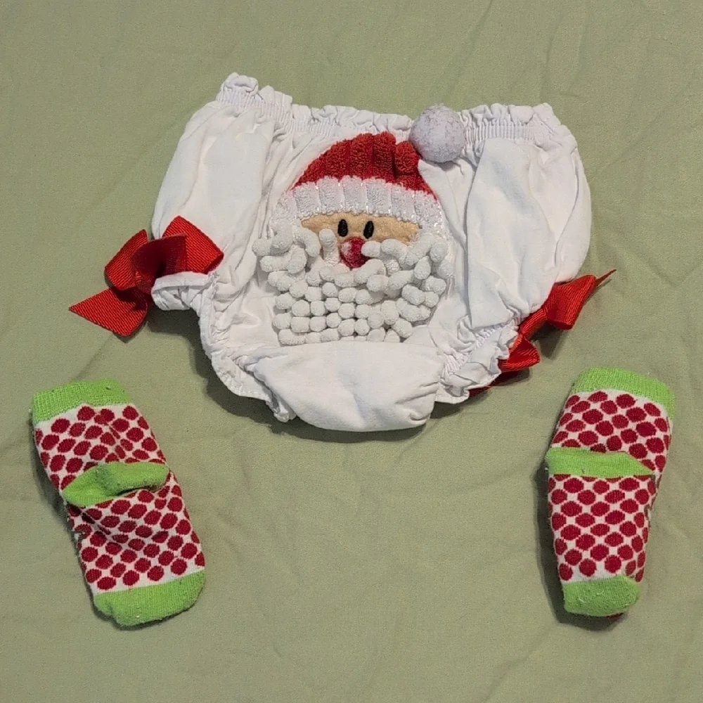 Mud Pie White Baby Bloomers with Red Accent